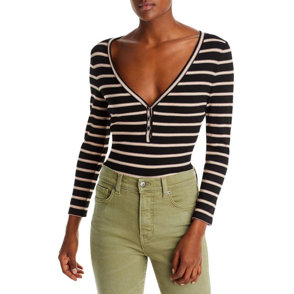 Veronica Beard Black and Cream Striped Top
